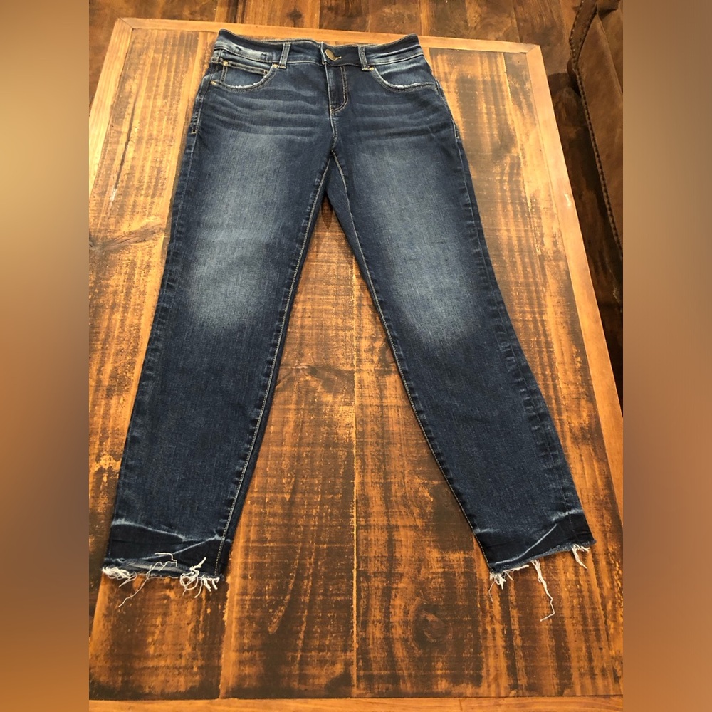 Maurices Dark Blue Raw Hem Ankle Jeans